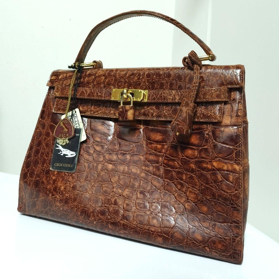 ほぼ未使用☆　Donna Elissa JRA　目地染め　クロコ　ハンドバッグ