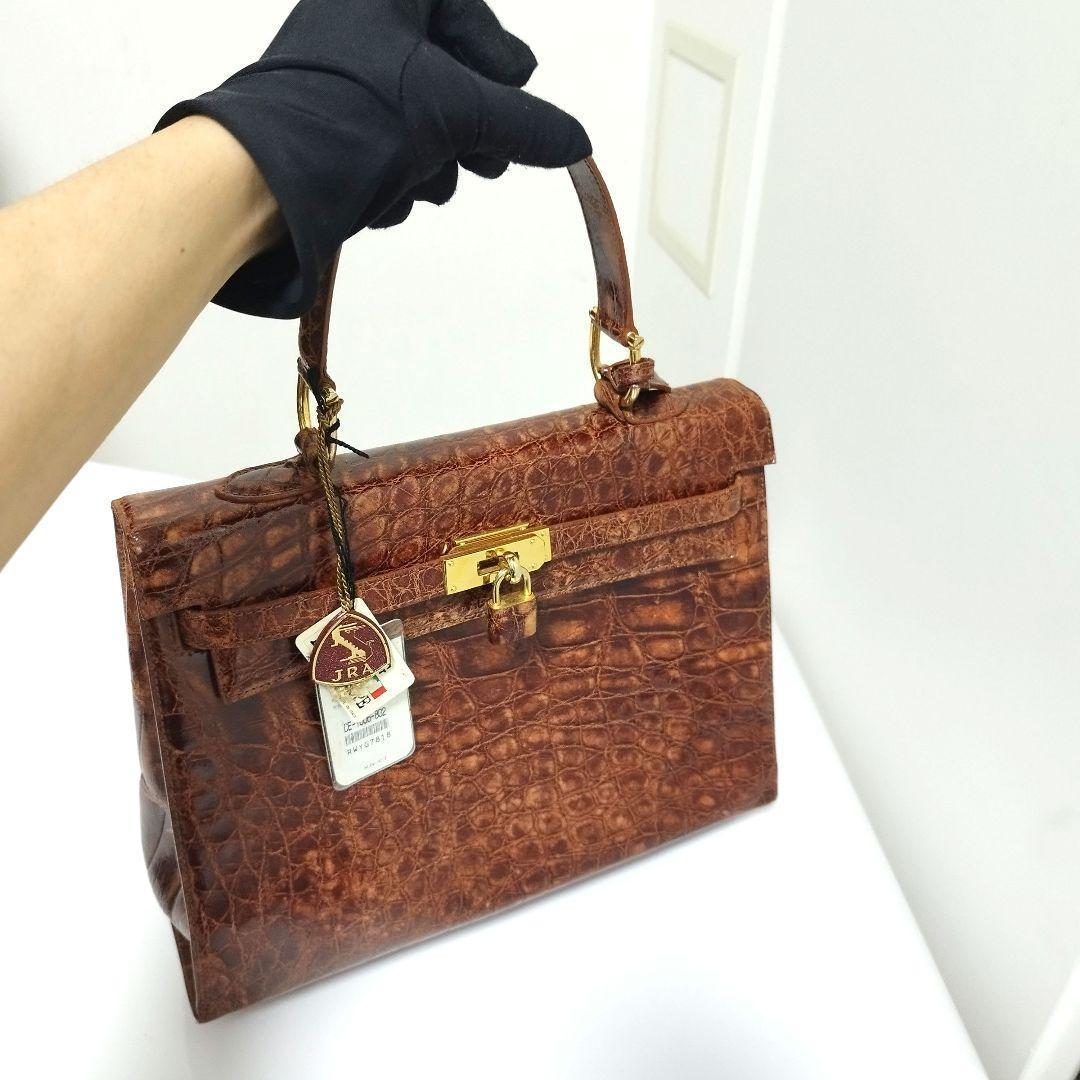 ほぼ未使用☆　Donna Elissa JRA　目地染め　クロコ　ハンドバッグ