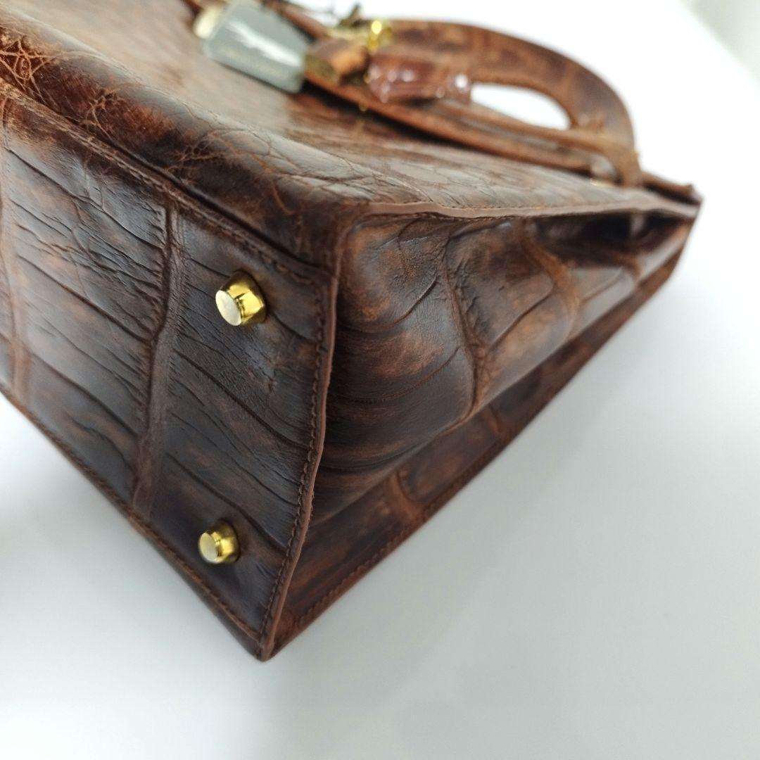 ほぼ未使用☆　Donna Elissa JRA　目地染め　クロコ　ハンドバッグ