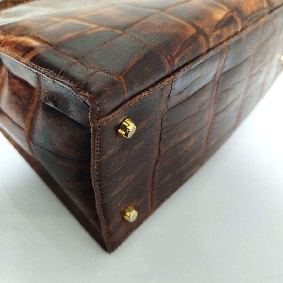 ほぼ未使用☆　Donna Elissa JRA　目地染め　クロコ　ハンドバッグ