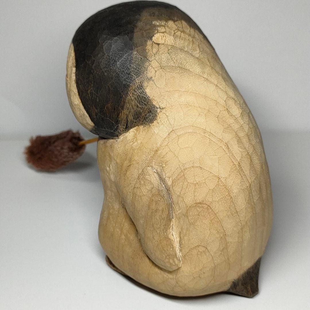 木製ペンギン　木製彫刻 　ダスター付き