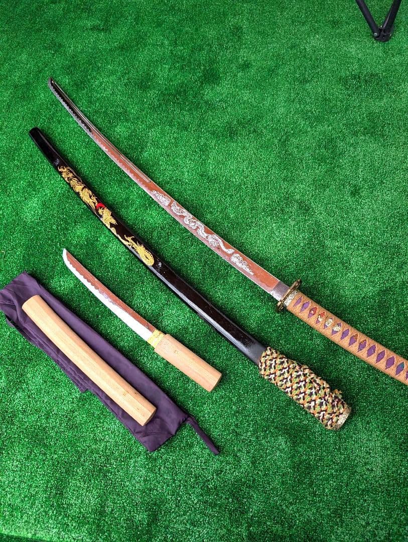 模造刀 模擬刀 短刀 武具 コスプレ 居合刀 置物 小刀 脇差し 　2本セット