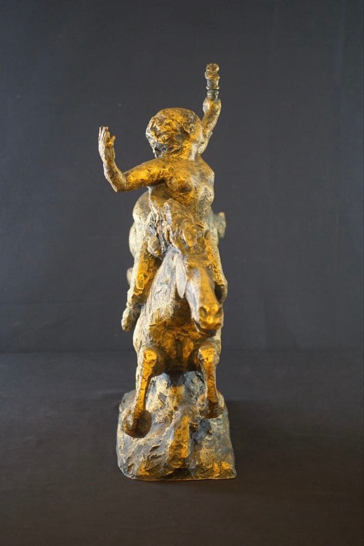 彫刻家 北村西望 作 ブロンズ像 『平和の女神』1965年 大理石台付 保証品