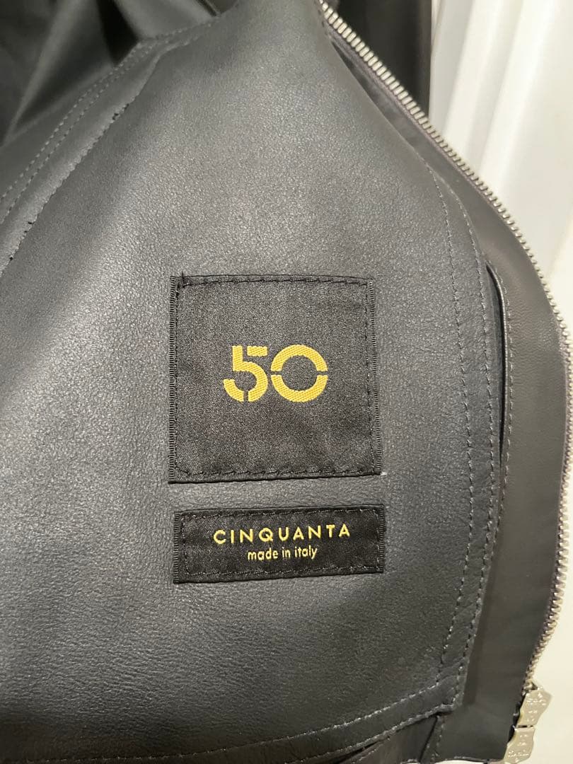 y*屋様 CINQUANTA／チンクワンタ グレー レザー シングルライダースジ