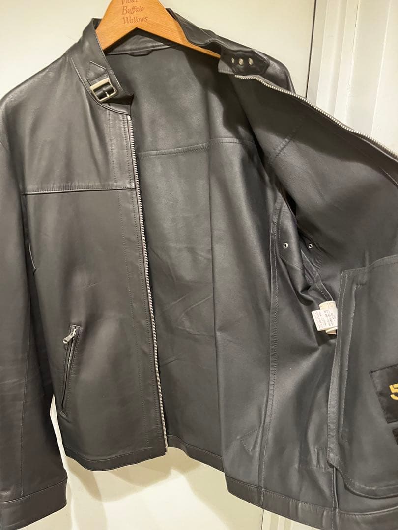 y*屋様 CINQUANTA／チンクワンタ グレー レザー シングルライダースジ