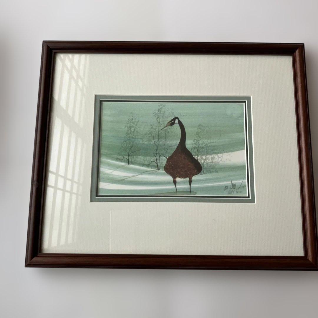 未使用　水彩画 鶴 サイン入り