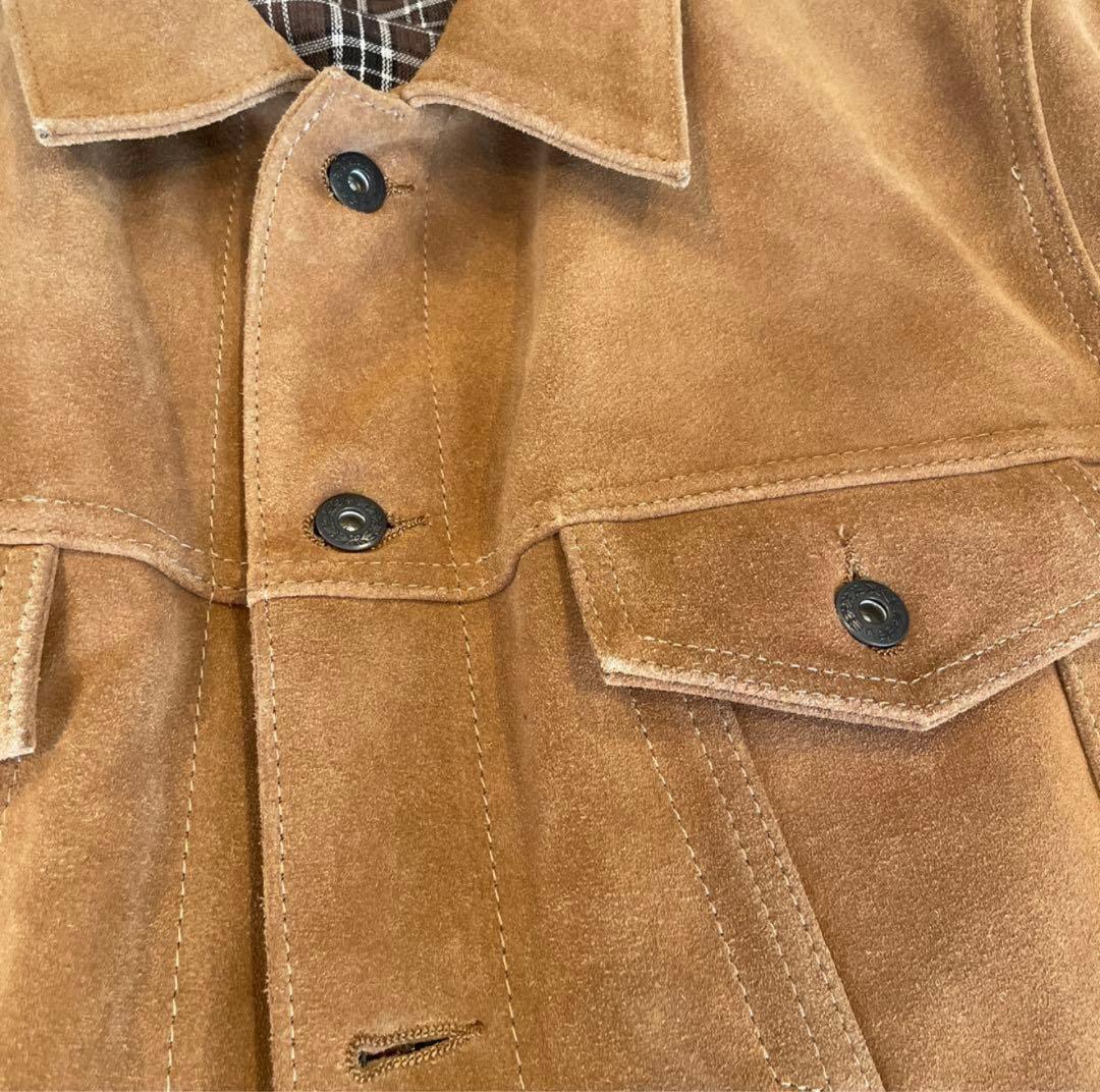 UNKNOWN スエード トラッカー ジャケット 月桂樹ボタン 2XL 牛革