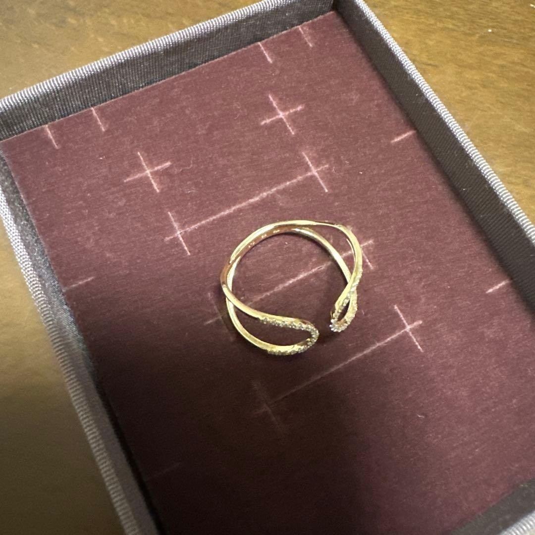 【ロミ様】ete K18YG パーティクル リング　ダイヤモンド0.1ct15号