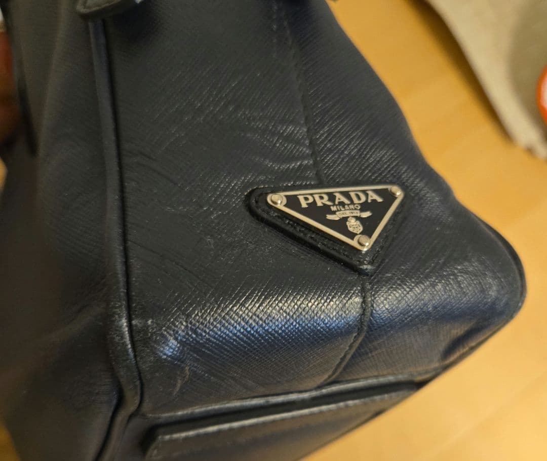 PRADA プラダ ビジネスバッグ サフィアーノレザー ネイビー 美品！！