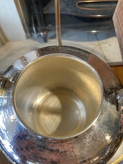 銀製 茶釜 花模様 木箱付き