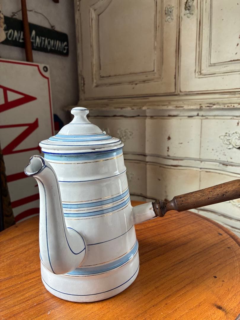 フランス　アンティーク　ホーロー　ポット　ショコラティエール　エトワール社　レア