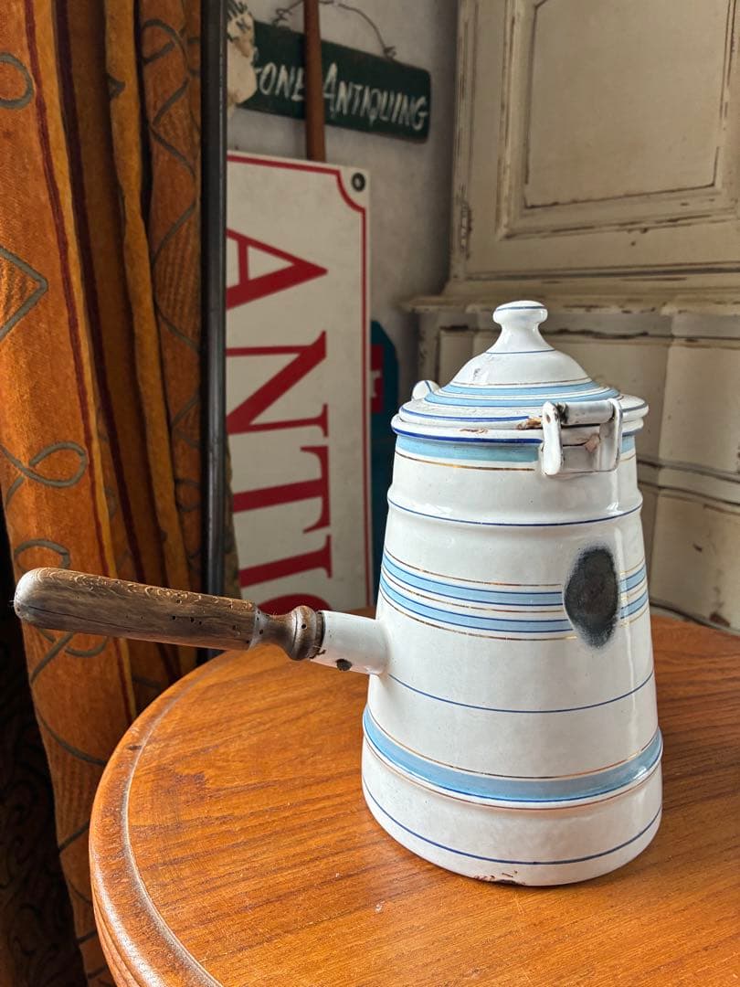 フランス　アンティーク　ホーロー　ポット　ショコラティエール　エトワール社　レア