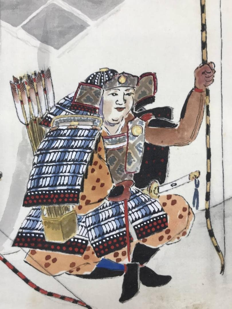 【真作】竹林愛作/武者絵/武士図/人物図/掛軸/名家伝来/AC-385