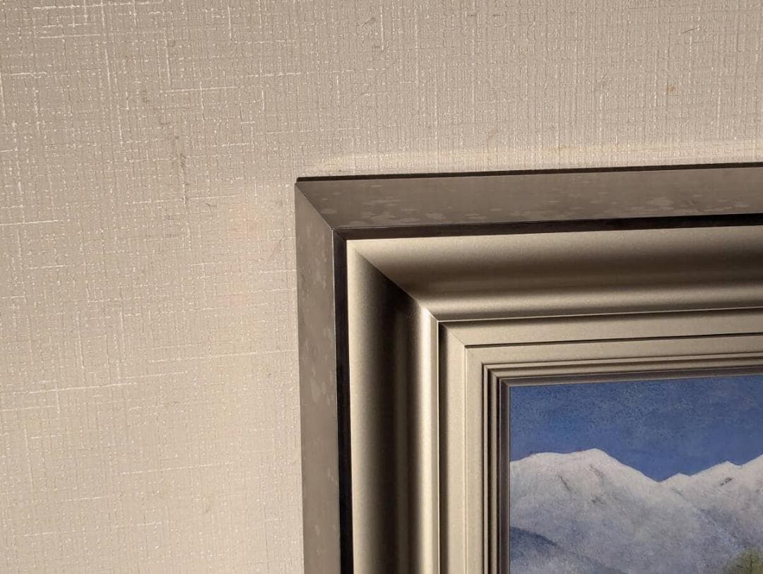 【真作】絵画　佐藤昭三　日本画6号　白峰　静寂の山岳風景　箱・黄袋入　Y152