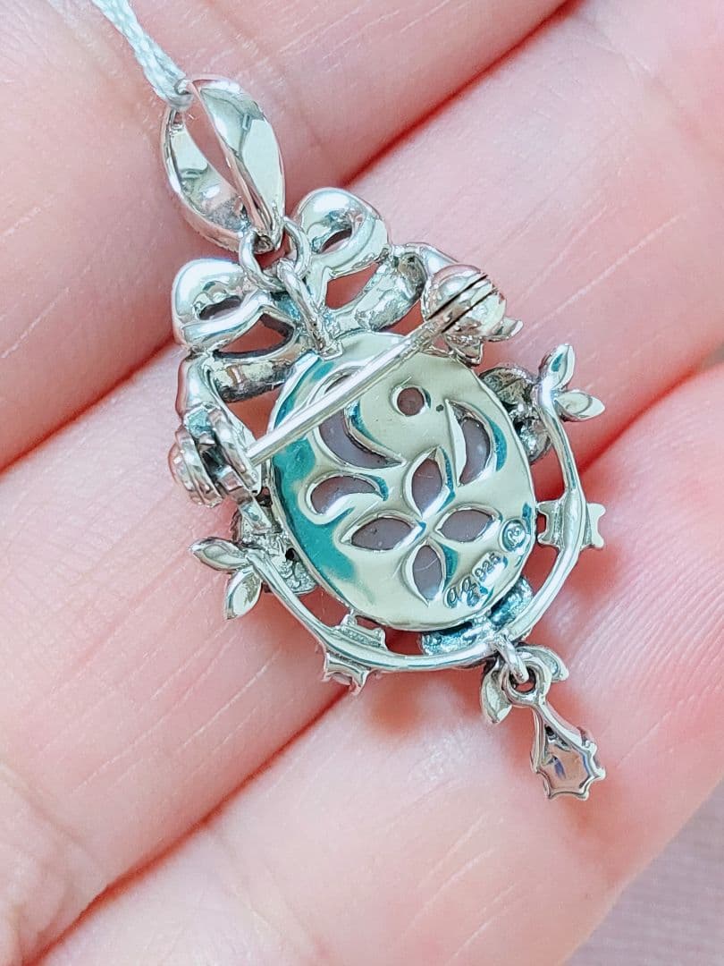 未使用品 碌山 天然ムーンストーン オパール シルバー ブローチ