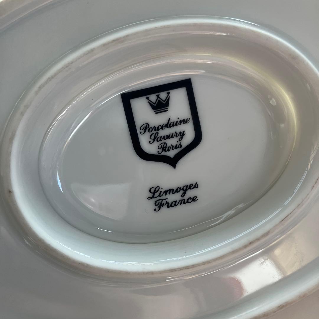 フランスアンティーク Limoges ロカイユスタイル 白磁のソーシエール　金彩