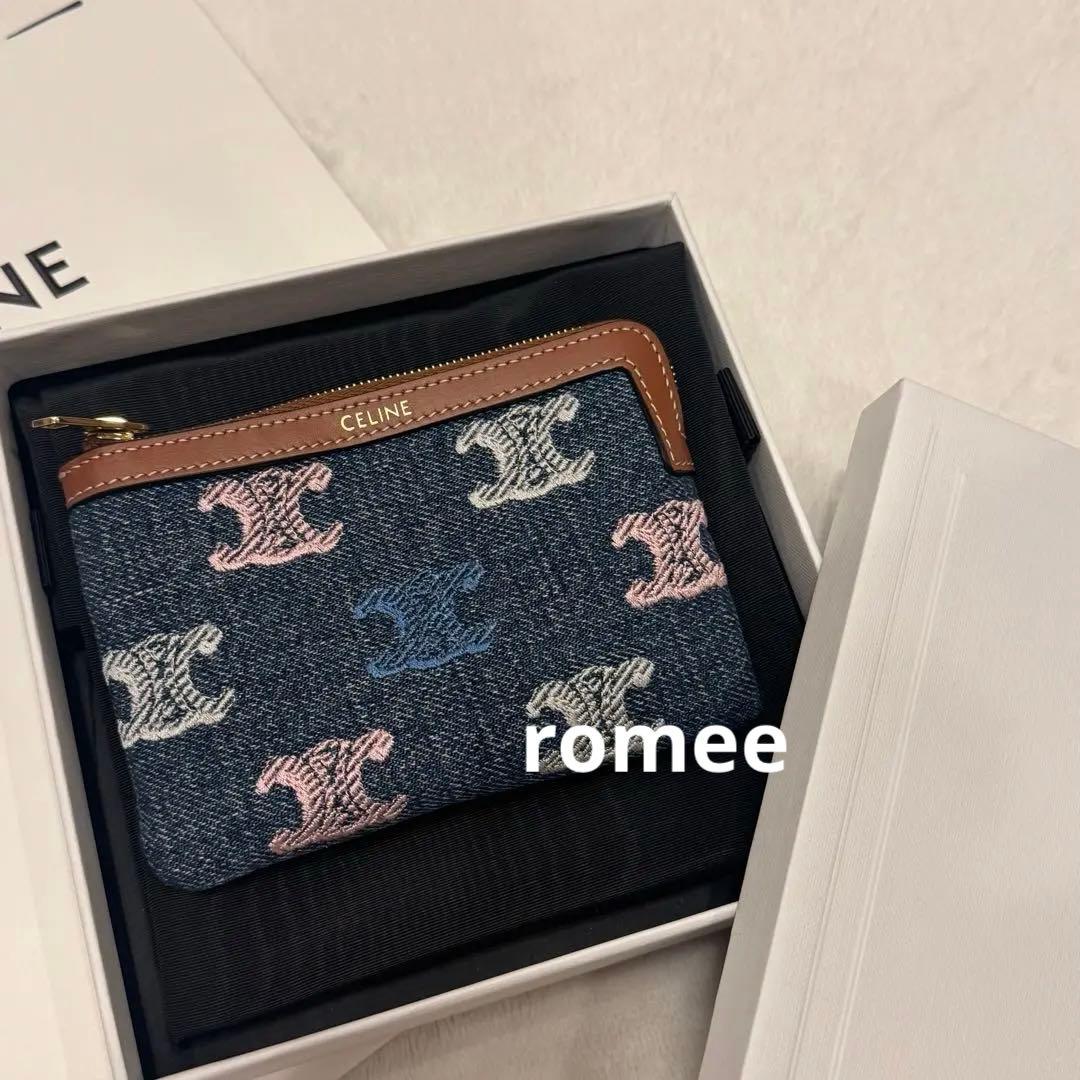 セリーヌ パース トリオンフ刺繍デニム