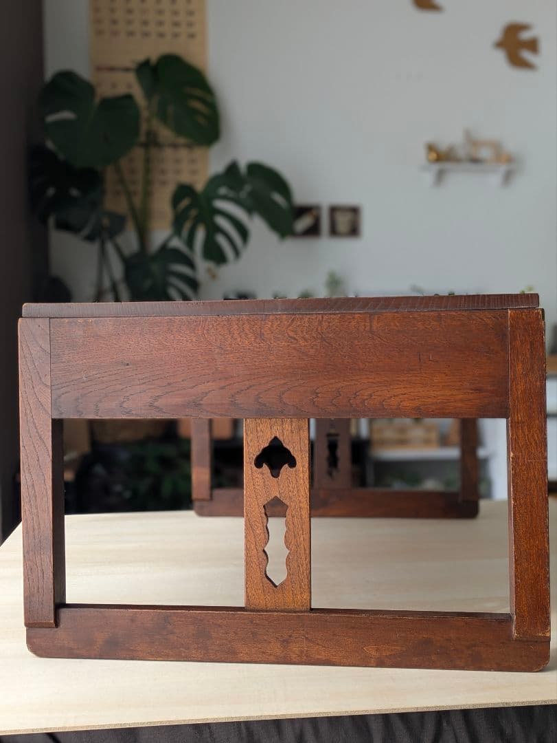 アンティーク　文机　レトロ　テーブル　机　木製　無垢　引き出し　昭和　大正