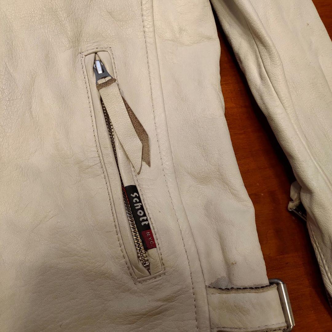 Schott ホワイトレザージャケット Mサイズ