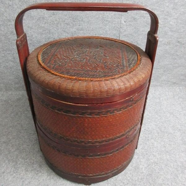 竹製網代二段手提げ提籃 [B28239]