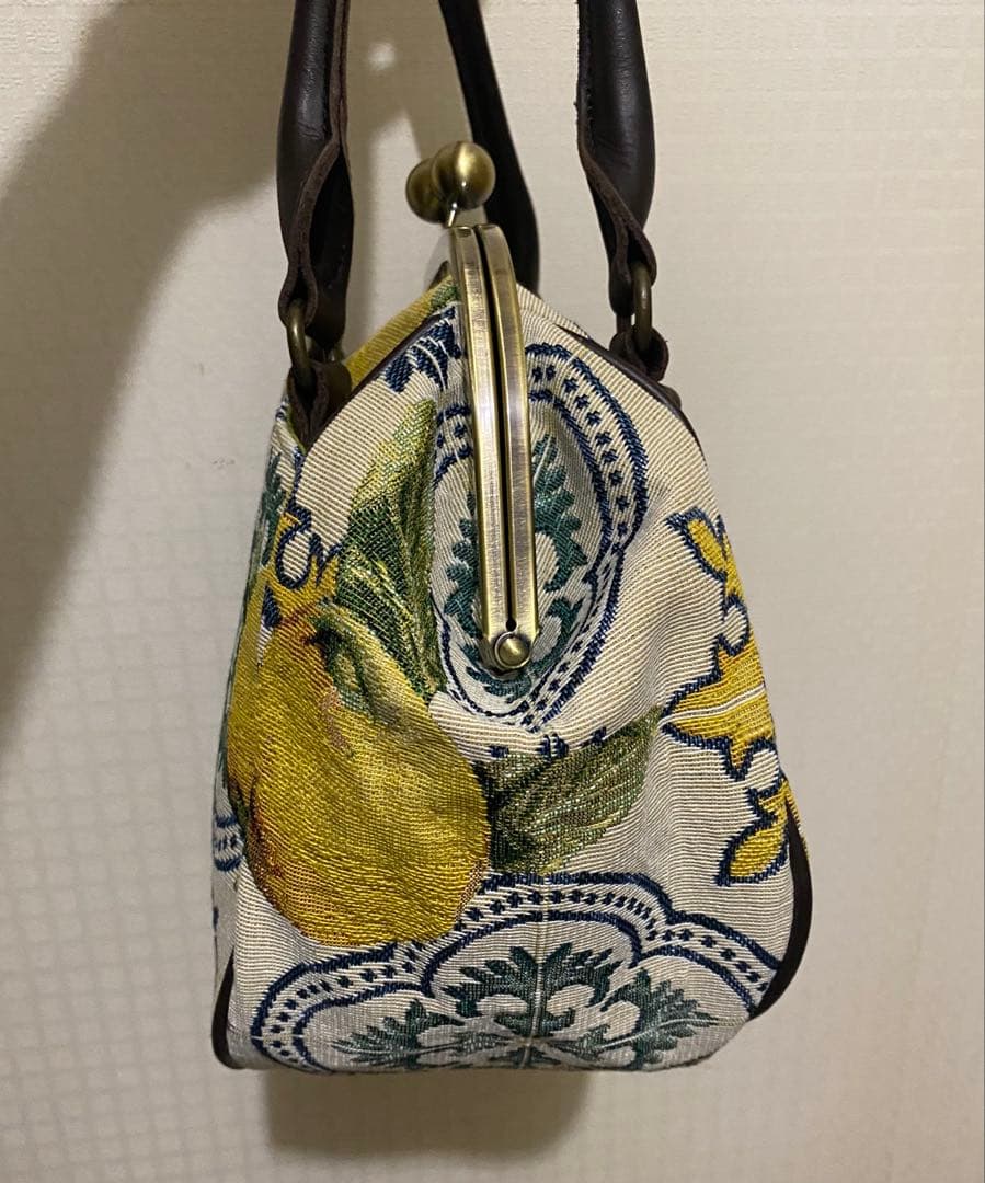 【ジャガード織】SOAR SOLE レモン柄ハンドバッグ　日本製【がま口】