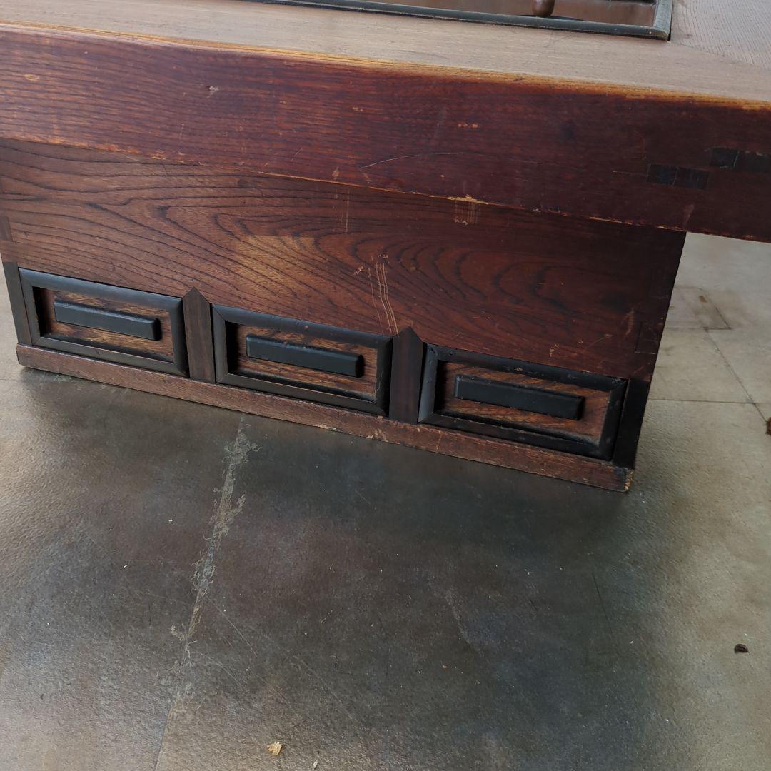 骨董 火鉢 長火鉢 関西火鉢 銅器ごとく付 テーブル 古民具 木製