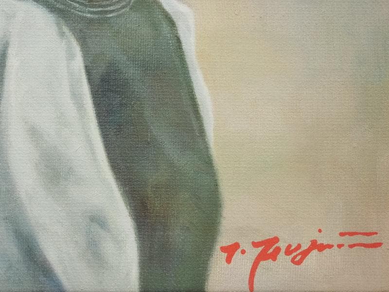 【限定値下げ】油彩画 女性肖像 人物画　油絵　藤井勉　F6　額付き　手描き　肉筆