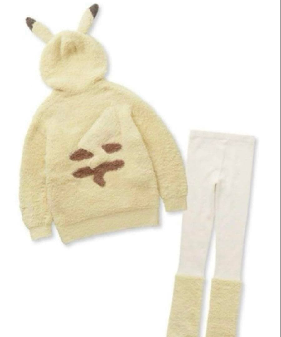 ジェラートピケ ポケモン　ピカチュウ フーディ&レッグウォーマーレギンスセット