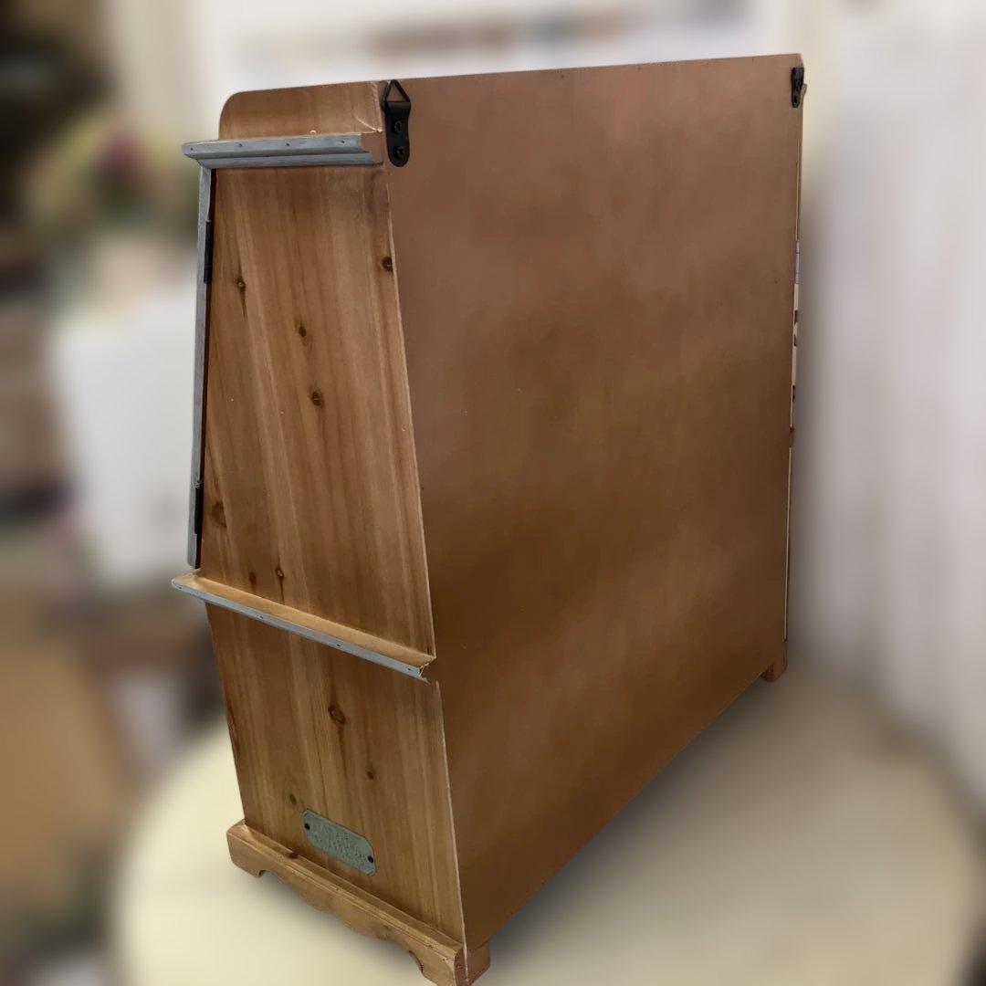 アンティークなガラス扉のキャビネット6ドロワー ミントグリーン木製キャビネット