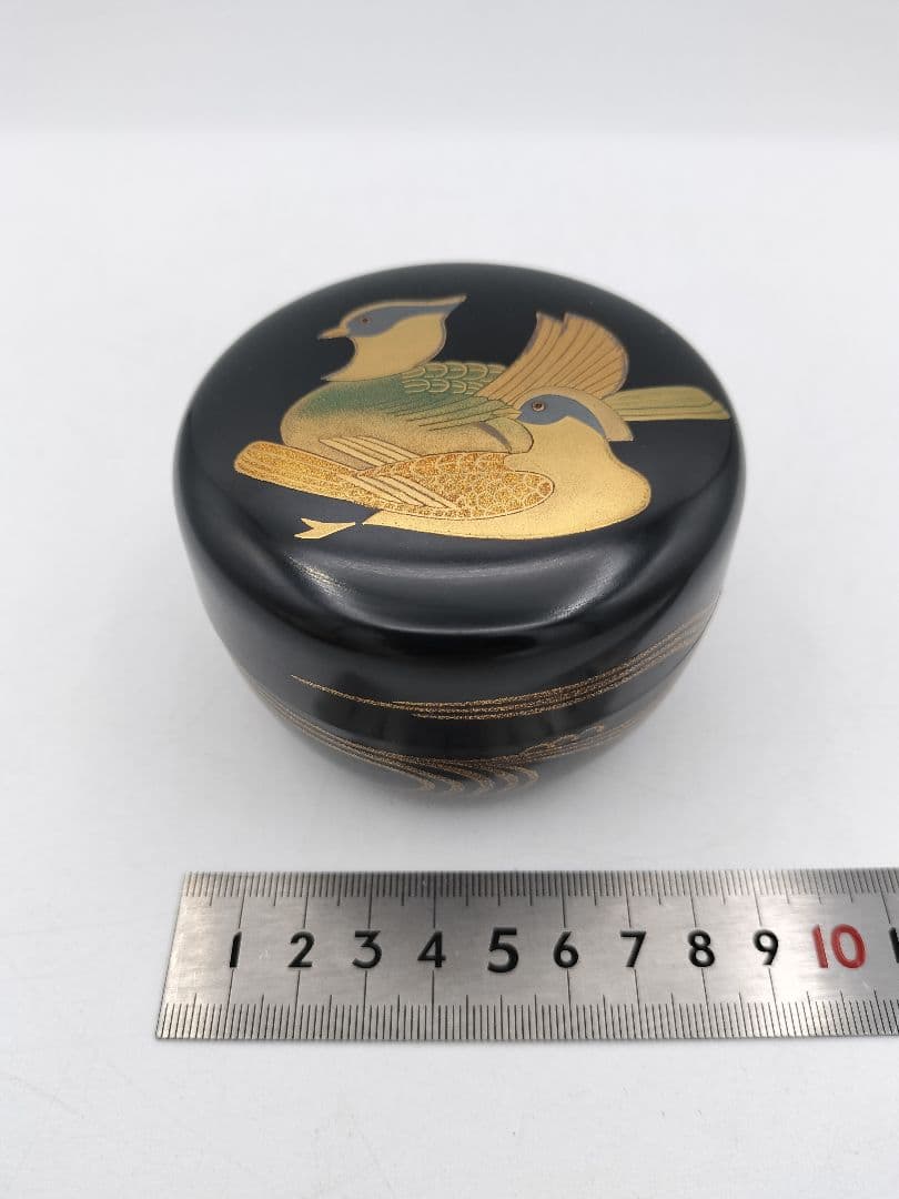 b905【新品・未使用】大平棗 おしどり 鴛鴦　内梨子地 田崎昭一郎 木箱 茶道