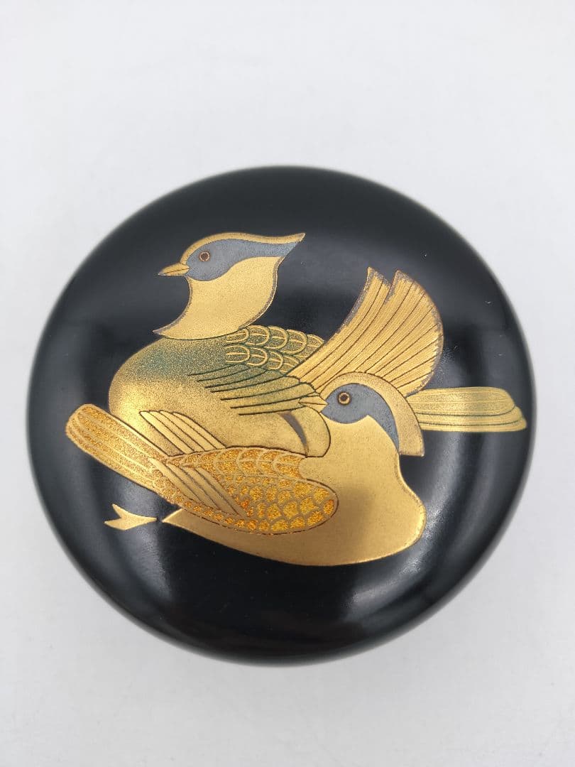 b905【新品・未使用】大平棗 おしどり 鴛鴦　内梨子地 田崎昭一郎 木箱 茶道