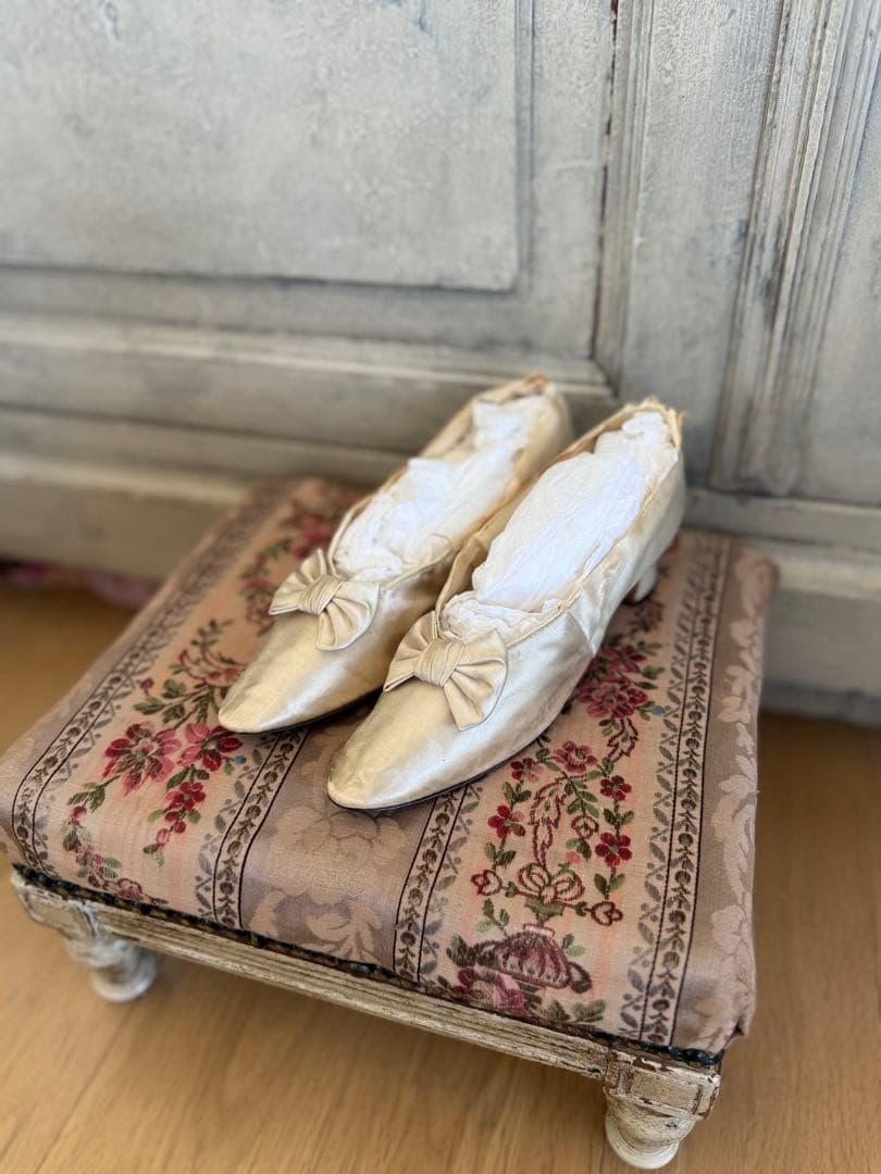 フランスアンティークシルクウェディングシューズマリアージュ