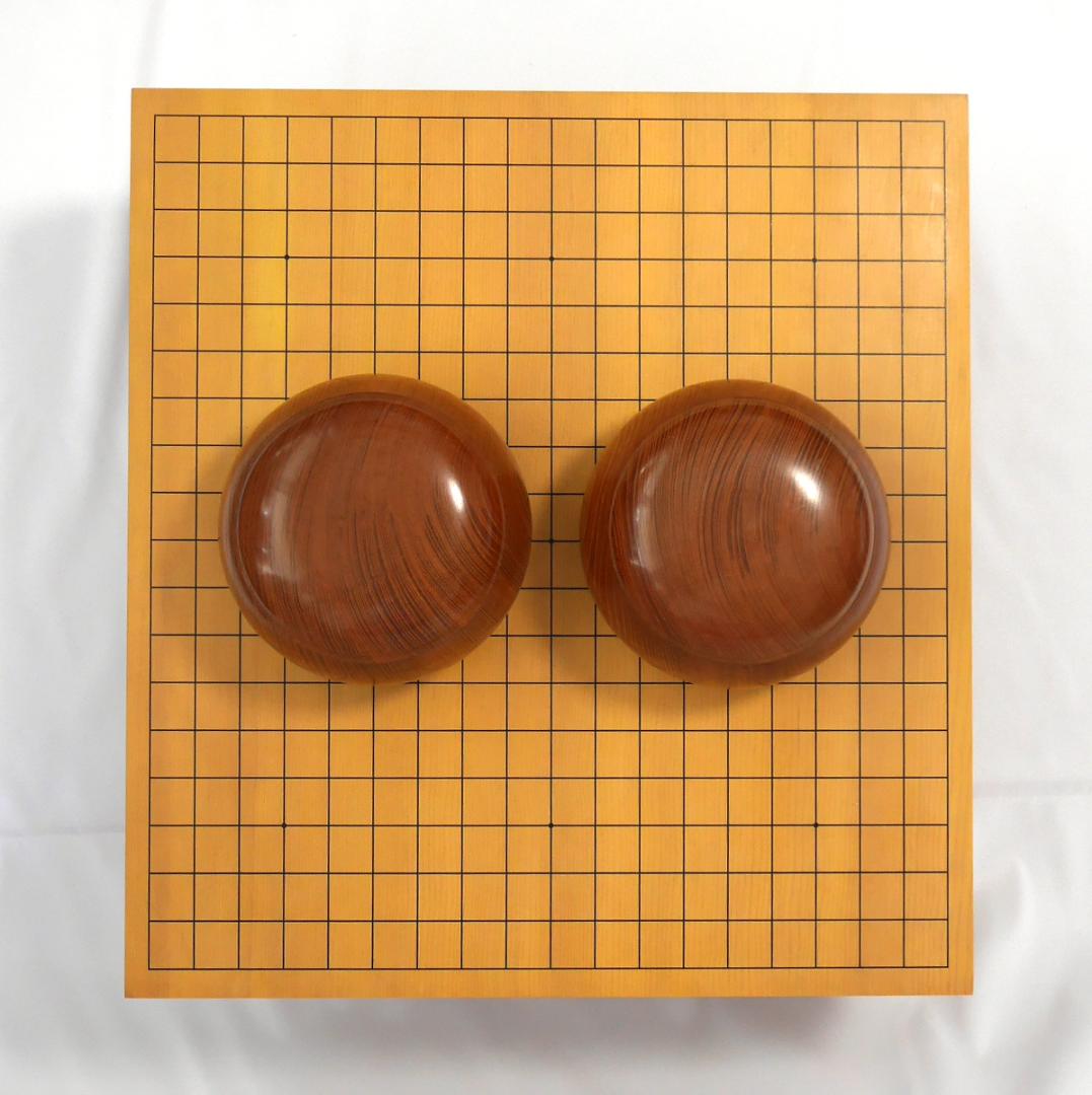 【2回使用】碁盤脚付 30号 19路盤 碁笥・碁石付き 新かや材製