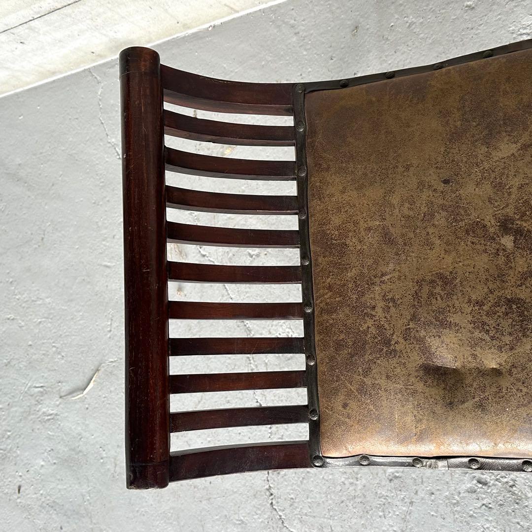 ★カルティニベンチ★ 鉄鋲 本革座面×ウッドフレーム ミッドセンチュリー