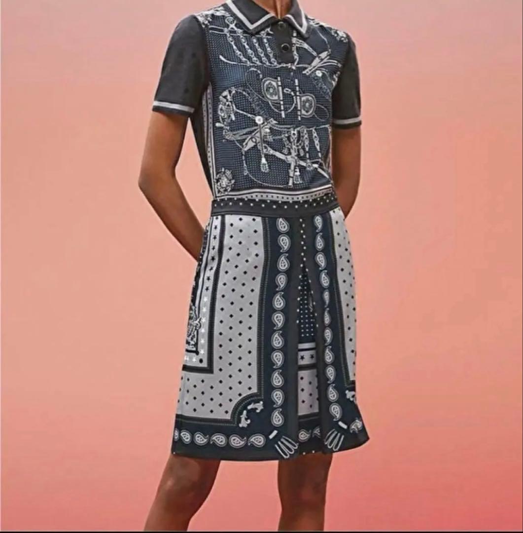 極美品　HERMES エルメス　シルク　スカート　宮廷の馬具　バンダナ