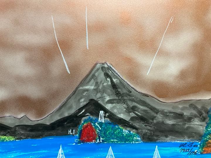 幻想絵画、空飛ぶ画家糸川裕志の富士山曼荼羅図富嶽三十六景の画帳