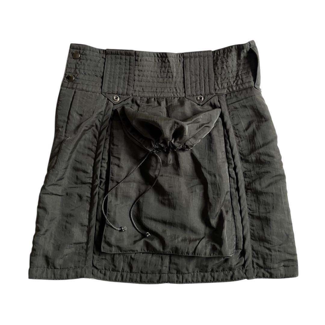 80s I.S. イッセイミヤケ 巾着ポケット ナイロン カーゴ スカート 稀少