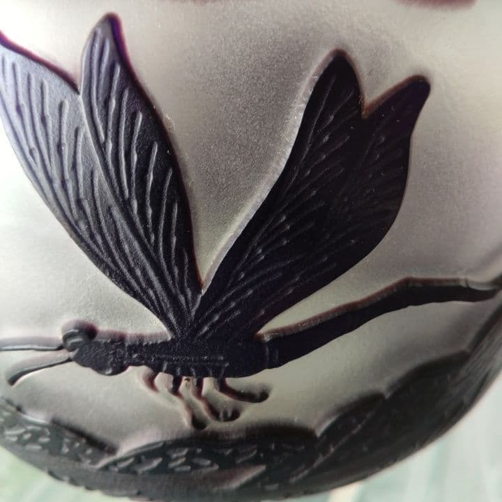 被せ硝子⭐︎アンティーク⭐︎ガレ調 ⭐︎蜻蛉文様 硝子鉢⭐︎水指茶道具、小物入れ