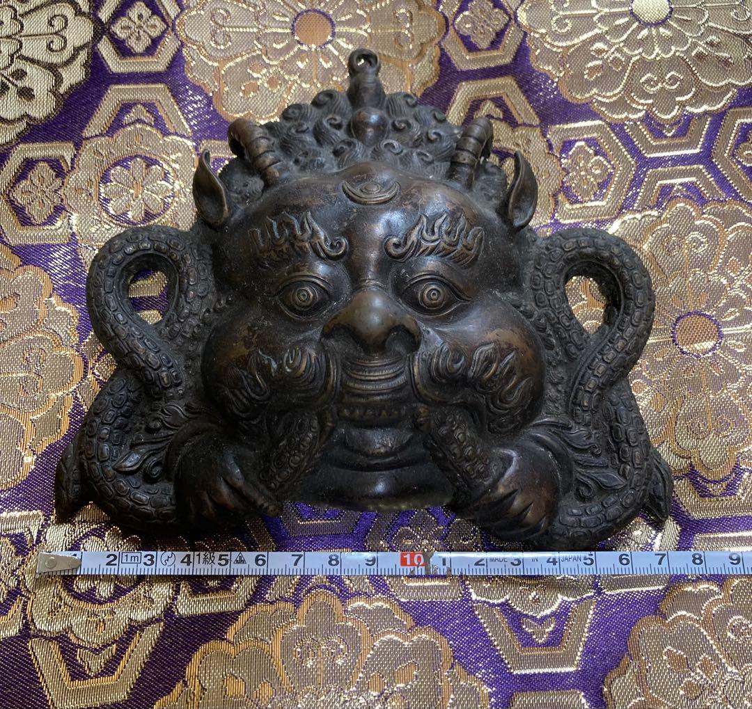 アンティーク物 カトマンズ ネパールの悪魔 真鍮の壁飾り