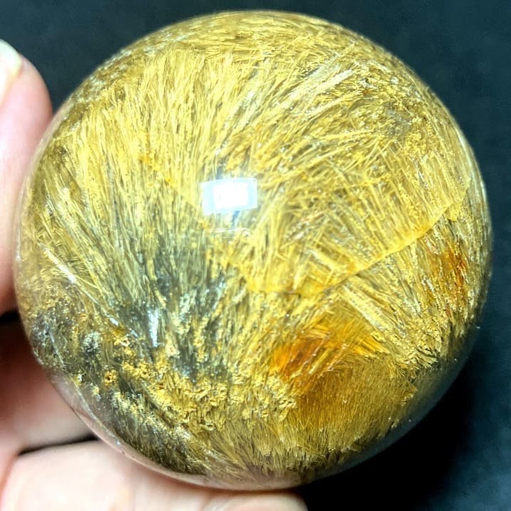 50mm ゴールドルチルクォーツ　丸玉　スフィア　金針水晶