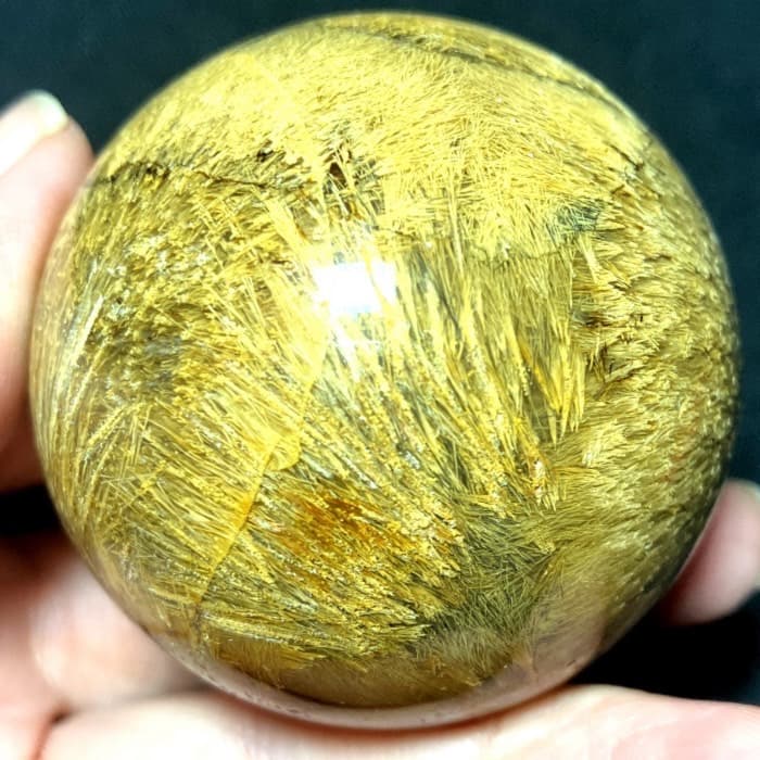 50mm ゴールドルチルクォーツ　丸玉　スフィア　金針水晶