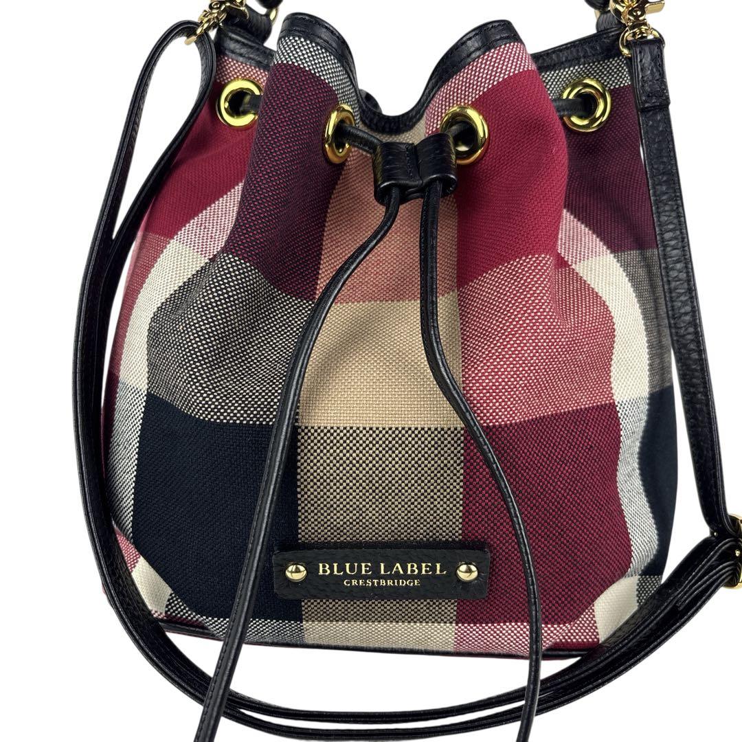 【美品】BLUE LABEL CRESTBRIDGE 巾着 2WAY チェック