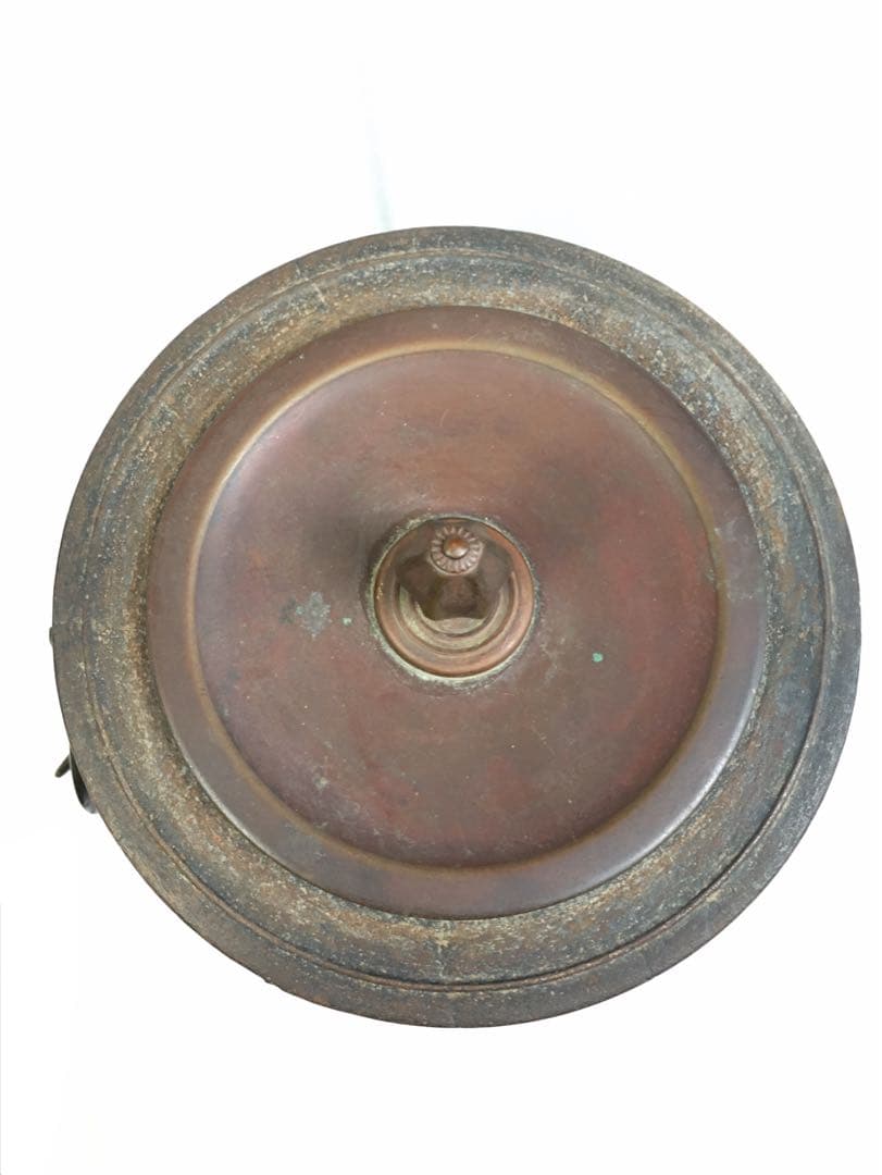 S168筒釜 扇子鐶付 角谷莎村作 茶釜 茶道具 共箱