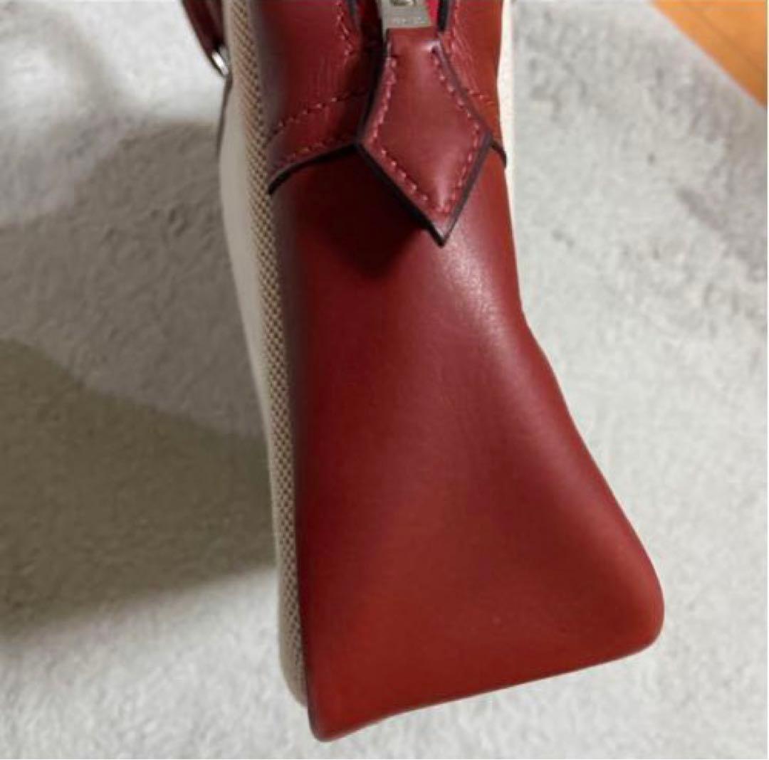 HERMES エルメス　バッグ プリュムドッグ　新品　コットン赤とベージュ