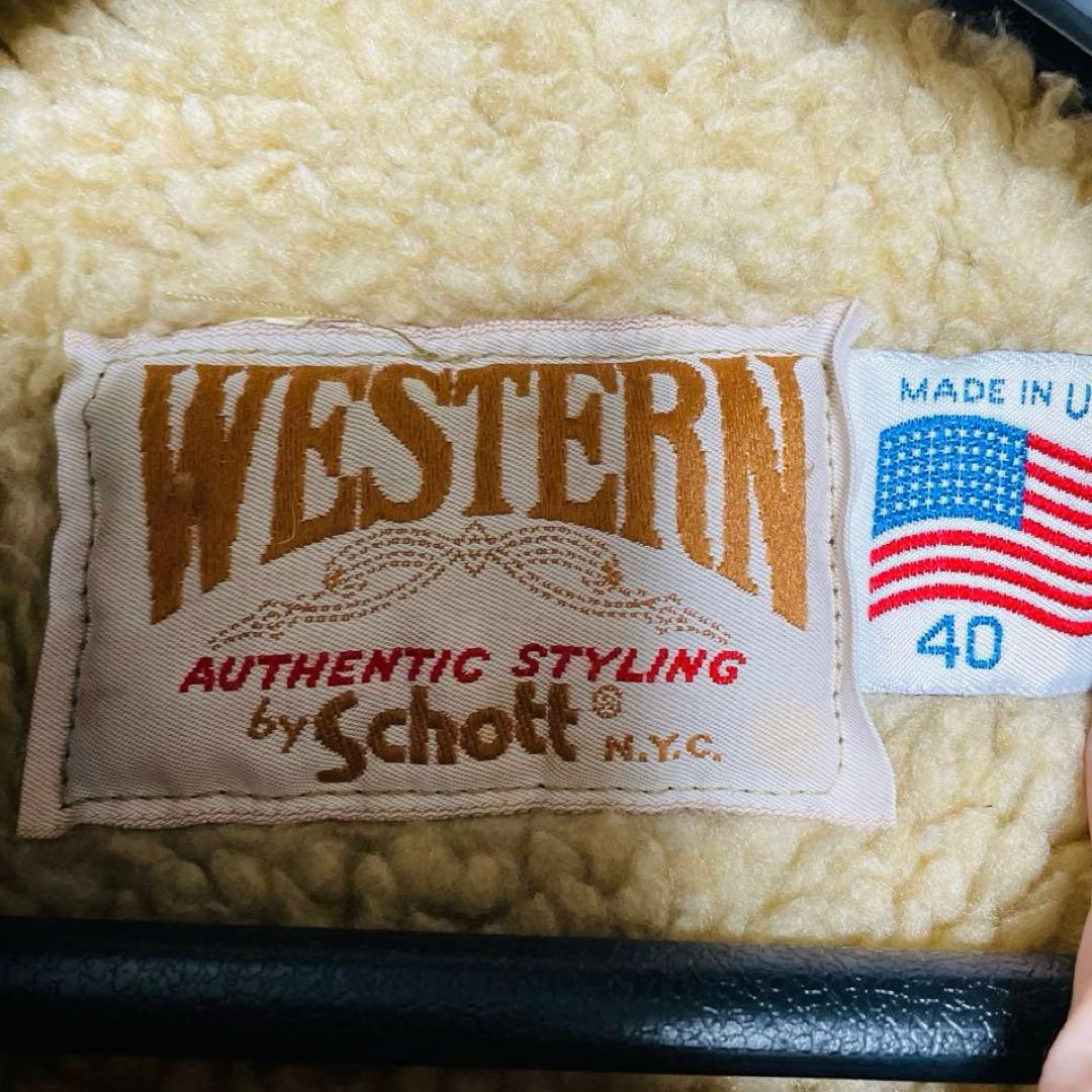 希少✨80S Schott ムートン ウエスタンヨーク ランチジャケット　40