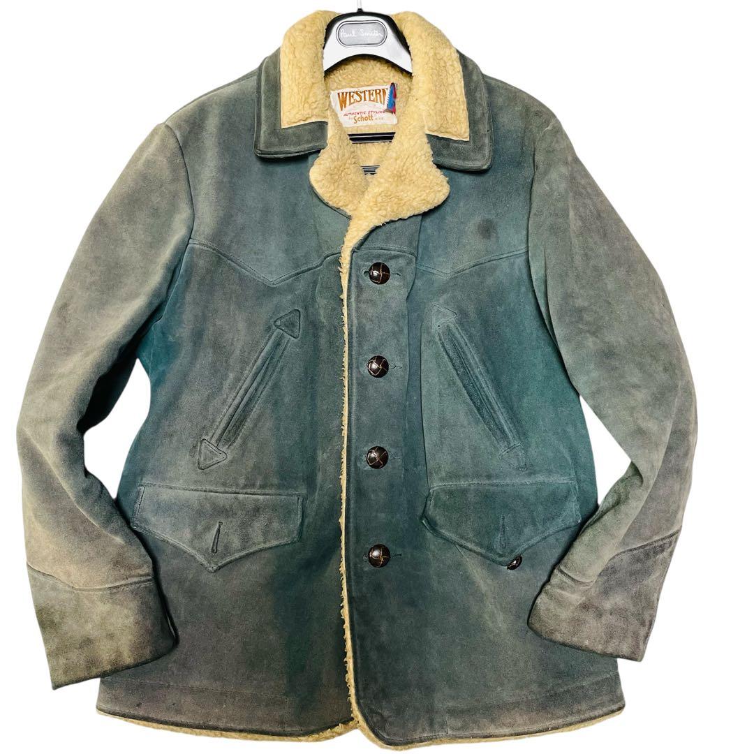 希少✨80S Schott ムートン ウエスタンヨーク ランチジャケット　40