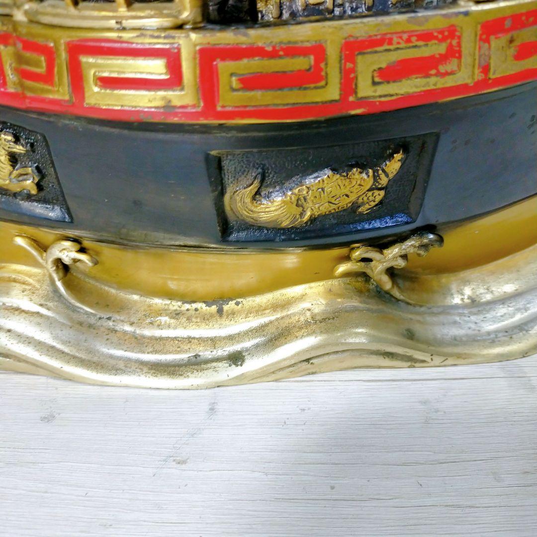 銅製 大型 宝船 寶舟 七福神 置物 オブジェ