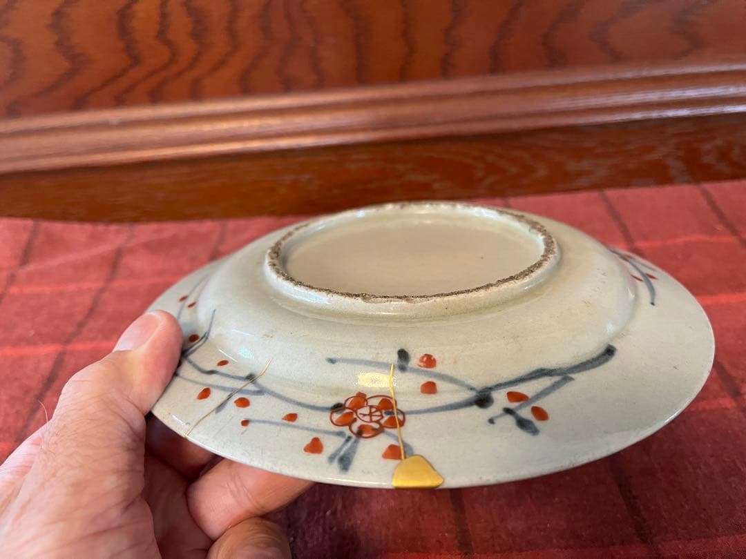 江戸中期頃　古伊万里６寸色絵皿