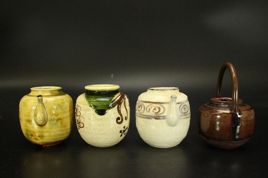 茶道具 山口錠鐡作 色変 四滴 茶入 共箱 良蓋 一個(A778)