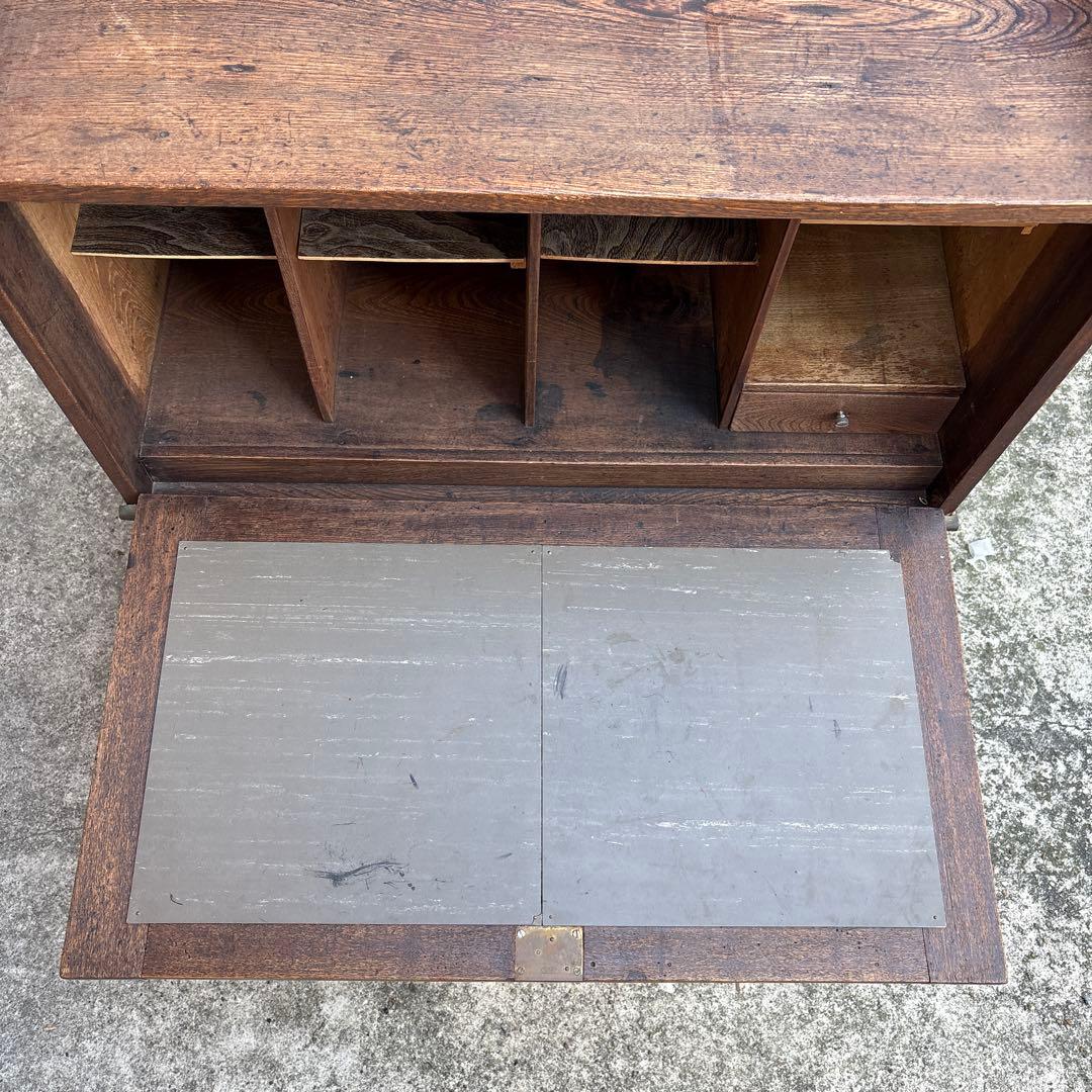 アンティーク　ライティングビューロー　實用新案　ライティングディスク　木製　文机